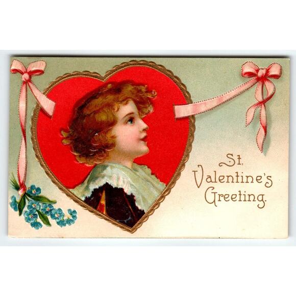 Ellen Clapsaddle Antique St Valentine's Day Postcard with Boy and Heart Antique - Picture 1 of 2